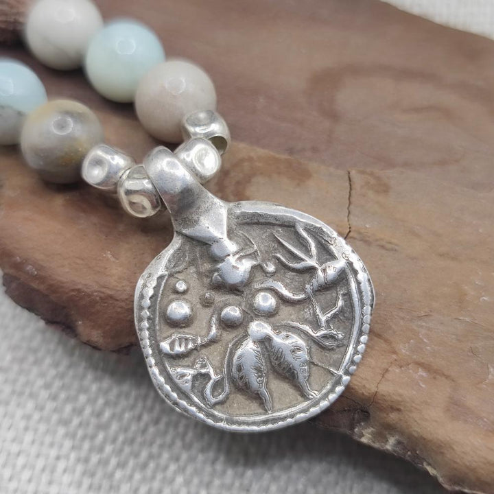 Collana artigianale acquamarina in argento 925 - NARMADA