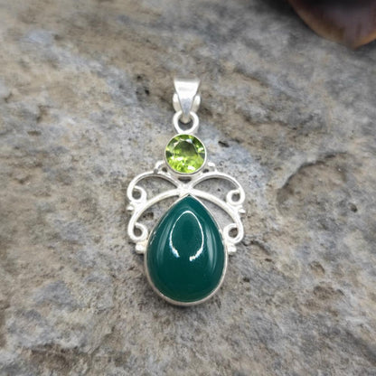 Ciondolo in argento 925 agata verde - KOCHI