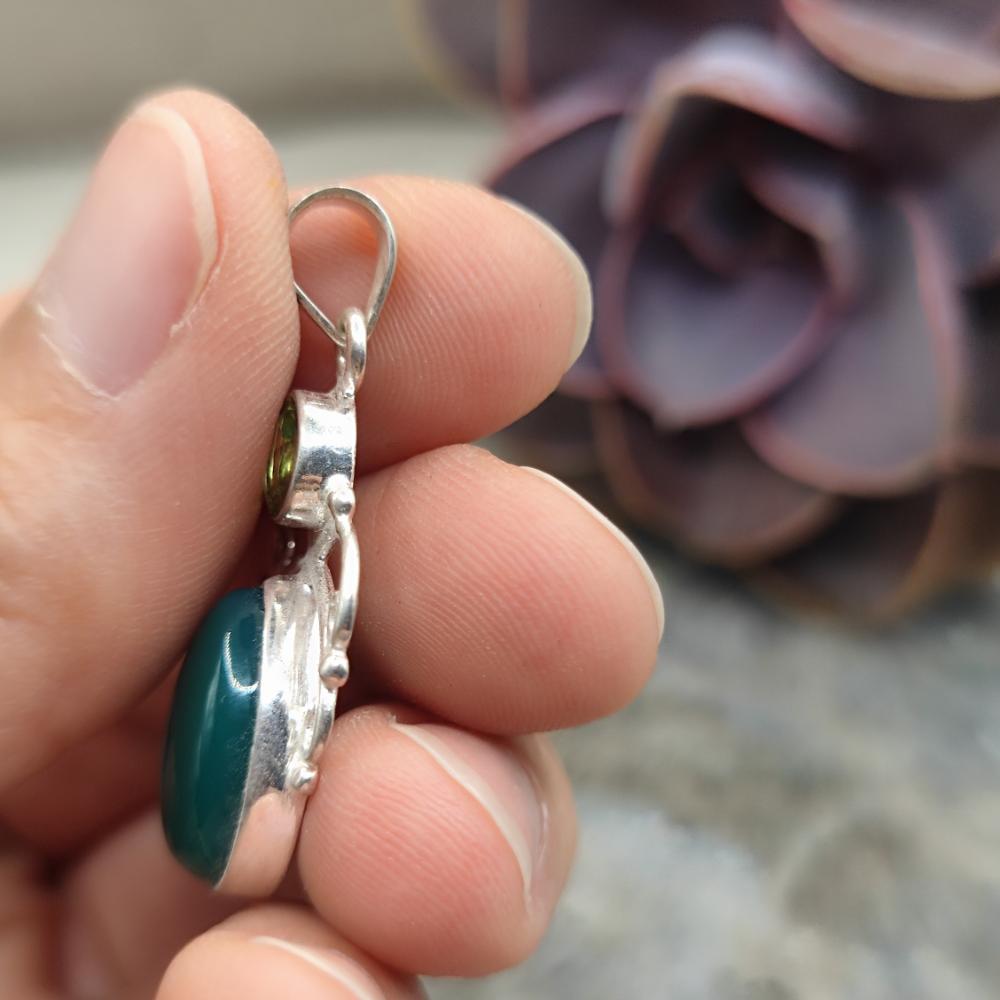 Ciondolo in argento 925 agata verde - KOCHI