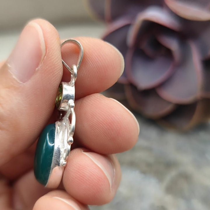 Ciondolo in argento 925 agata verde - KOCHI