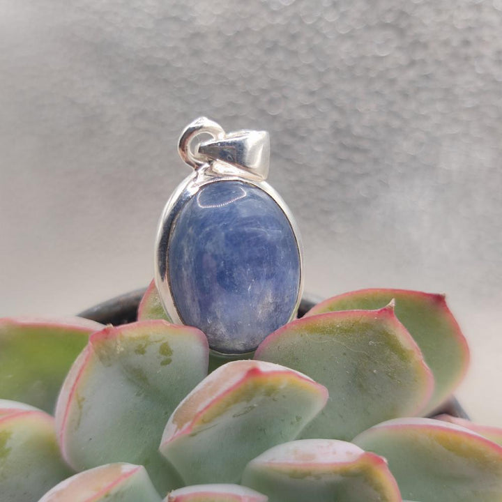 Ciondolo ovale in argento 925 cianite - YAKONDA