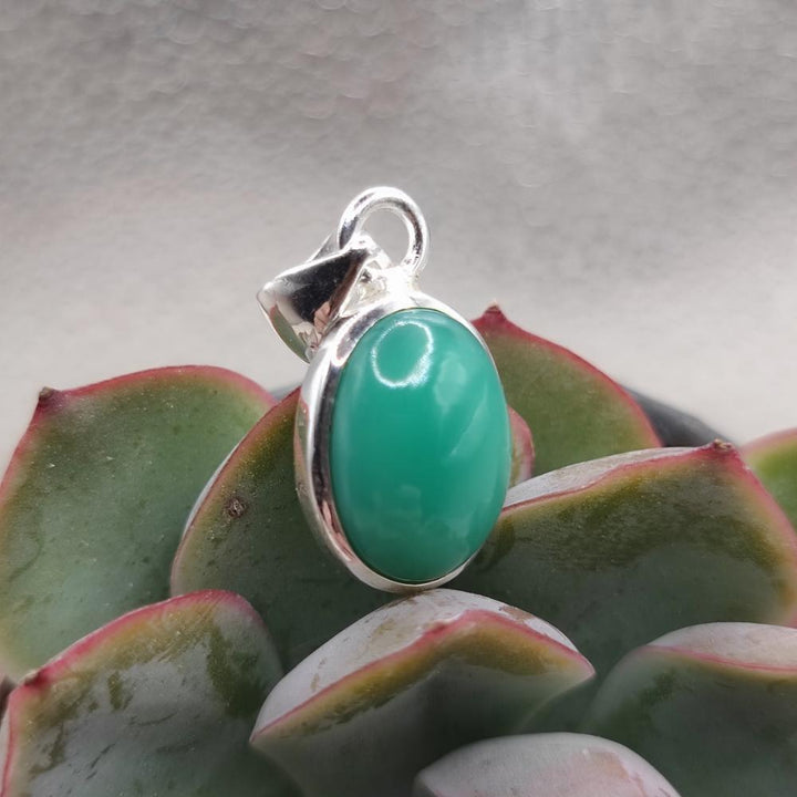 Ciondolo CRISOPRASIO Cabouchon in argento 925 - OSMANIA!
