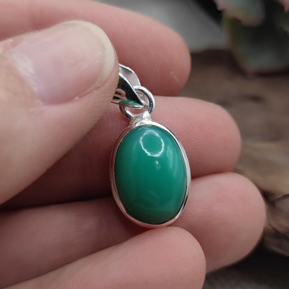 Ciondolo CRISOPRASIO Cabouchon in argento 925 - OSMANIA