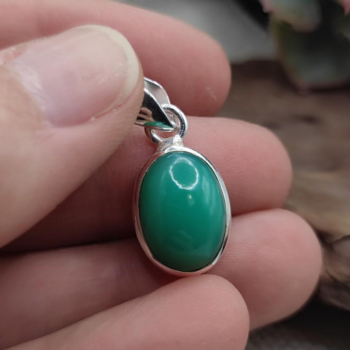 Ciondolo CRISOPRASIO Cabouchon in argento 925 - OSMANIA