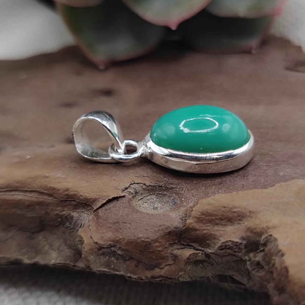 Ciondolo CRISOPRASIO Cabouchon in argento 925 - OSMANIA