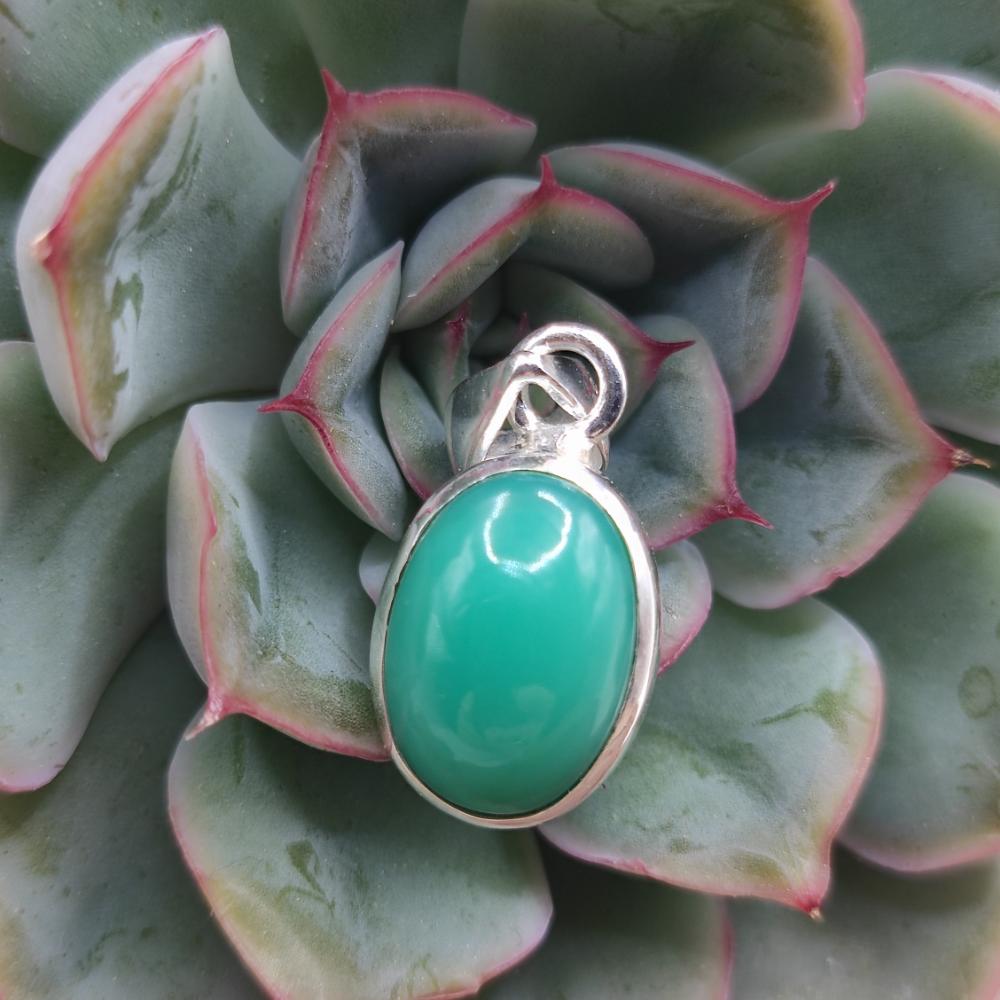Ciondolo CRISOPRASIO Cabouchon in argento 925 - OSMANIA