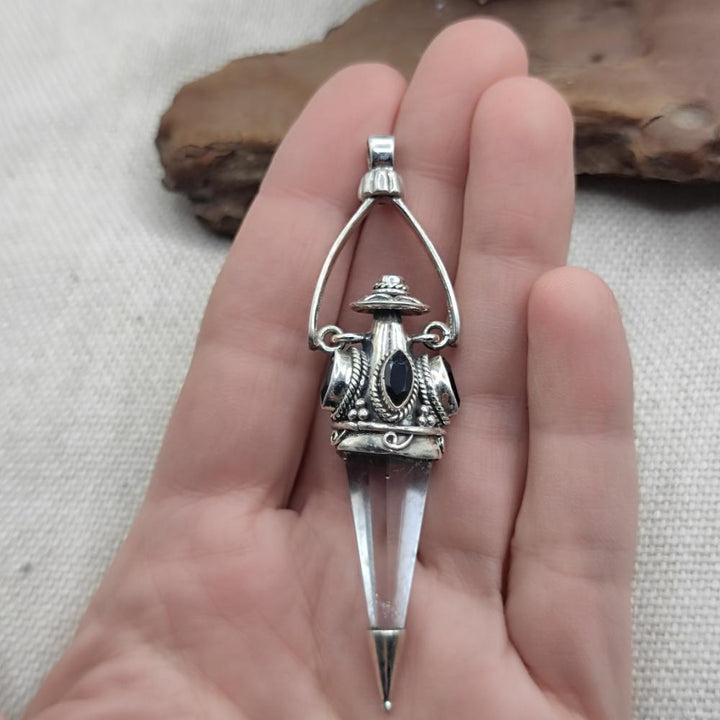 Ciondolo etnico in argento 925 cristallo di rocca - RENIGUNTA