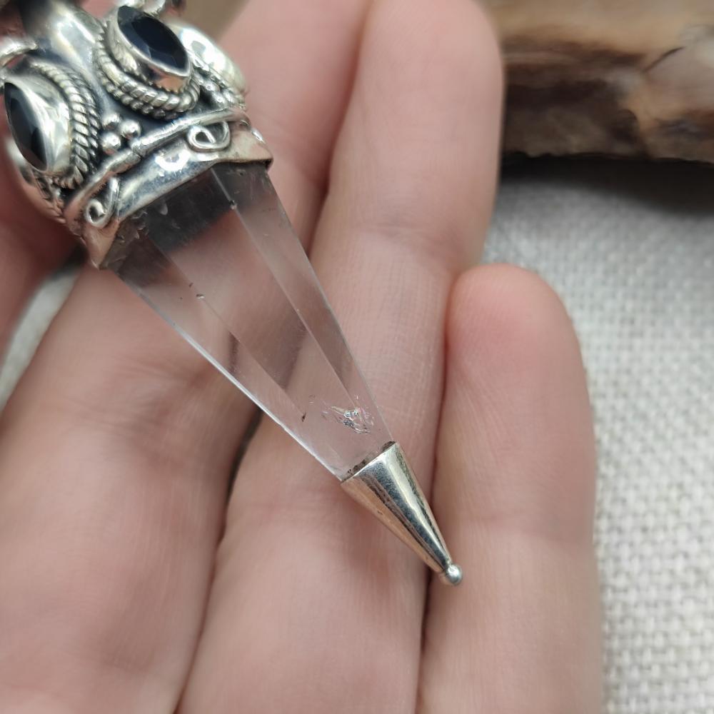 Ciondolo etnico in argento 925 cristallo di rocca - RENIGUNTA