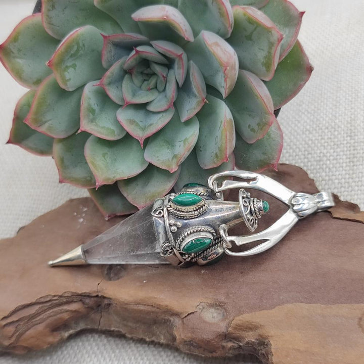 Ciondolo etnico in argento 925 cristallo di rocca - YAPETA