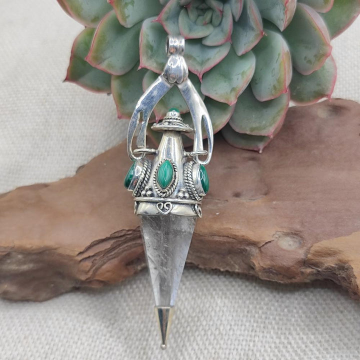 Ciondolo etnico in argento 925 cristallo di rocca - YAPETA