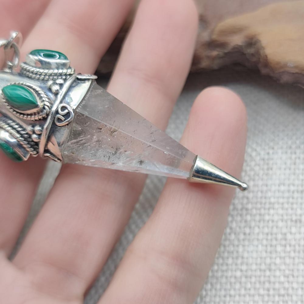 Ciondolo etnico in argento 925 cristallo di rocca - YAPETA