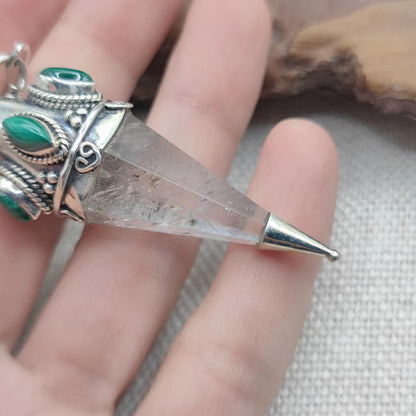 Ciondolo etnico in argento 925 cristallo di rocca - YAPETA