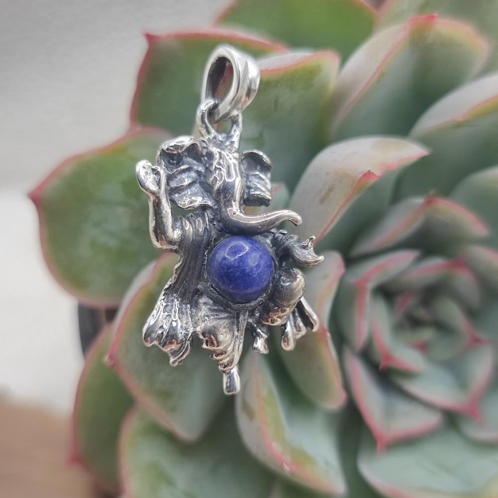 Ciondolo Ganesh con pietra in argento 925 - BAPINI