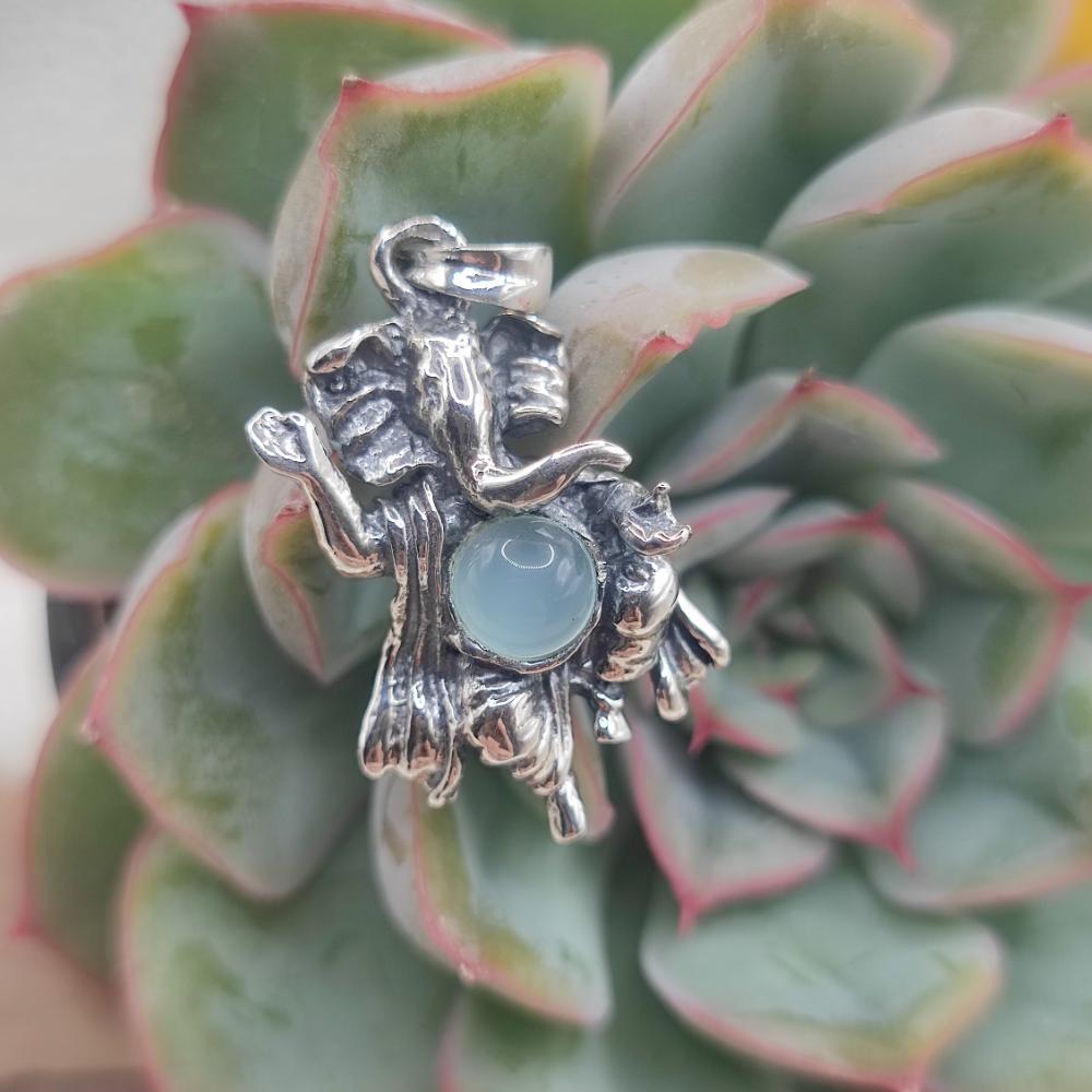 Ciondolo Ganesh con pietra in argento 925 - BAPINI