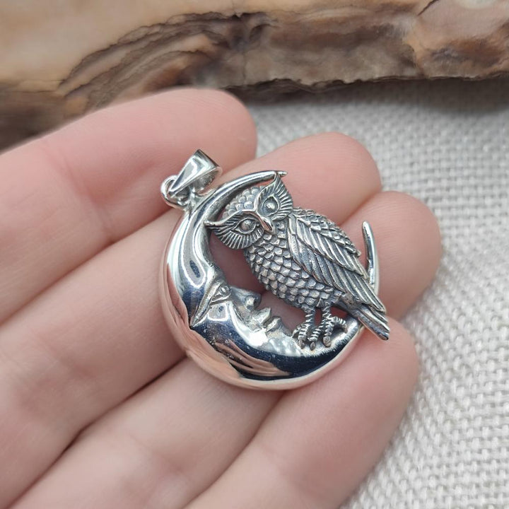 Ciondolo in argento 925 luna e gufo - RAMAGUNDAM