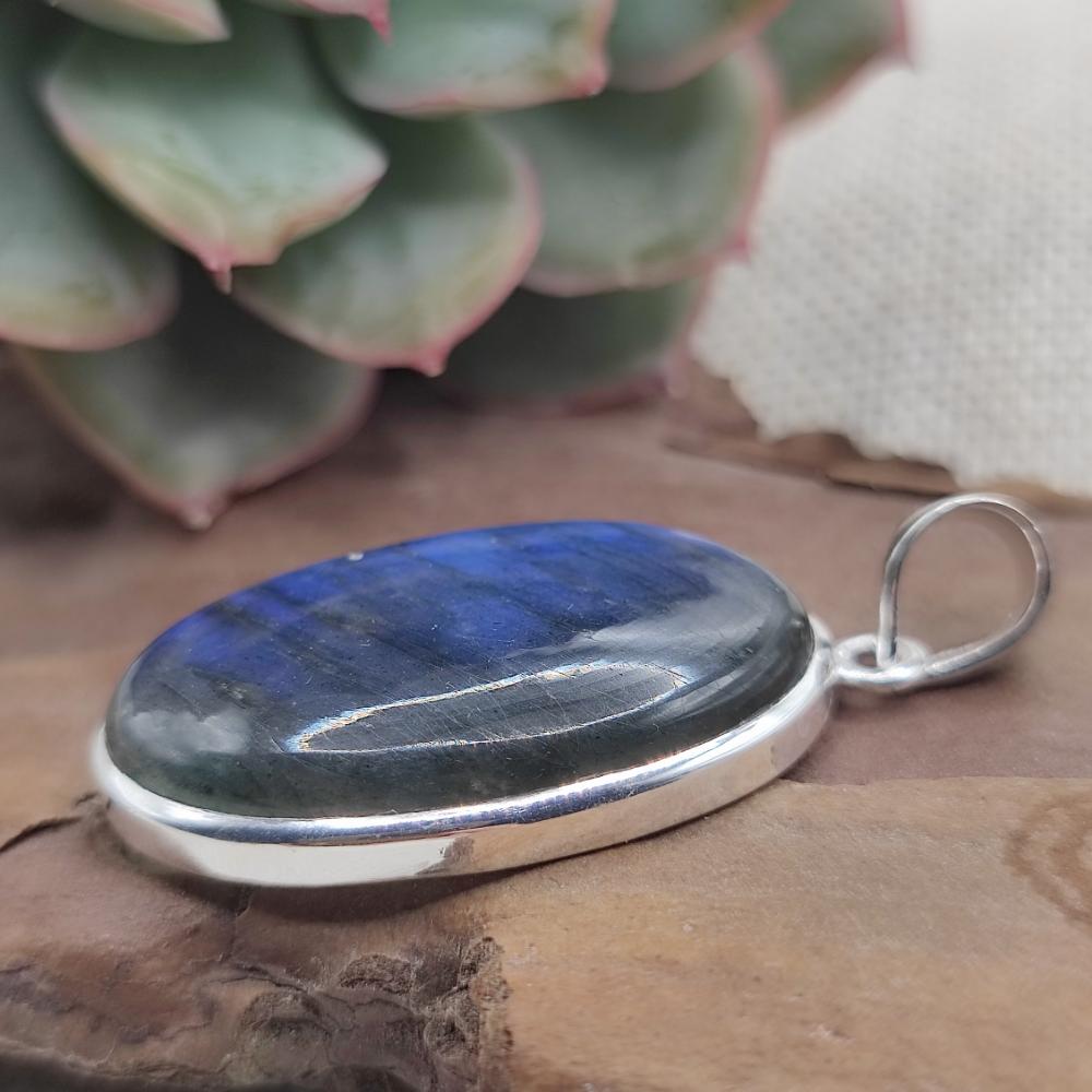 Ciondolo ovale in argento 925 labradorite - SECUNDERABAD