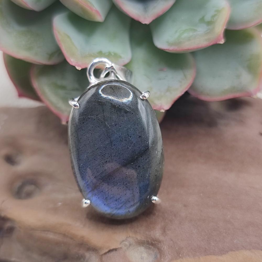 Ciondolo ovale in argento 925 labradorite - SRIKALAHASTI