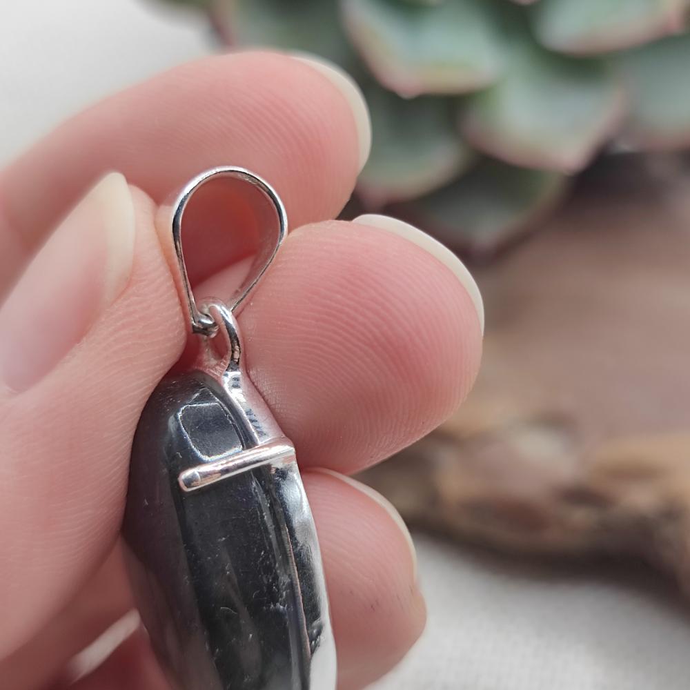 Ciondolo ovale in argento 925 labradorite - SRIKALAHASTI