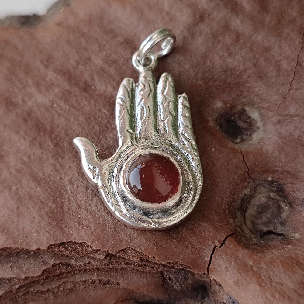 Ciondolo mano di Buddha in argento 925 pietra - NAYAGRAM