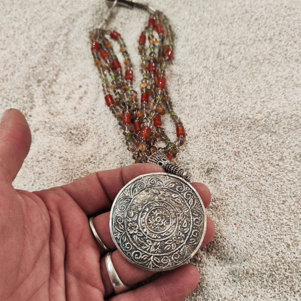 Collana con Ganesh in argento 925 microdipinto a mano