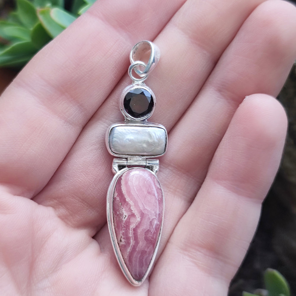 Ciondolo etnico in argento 925 con pietra - SINGHANWAS