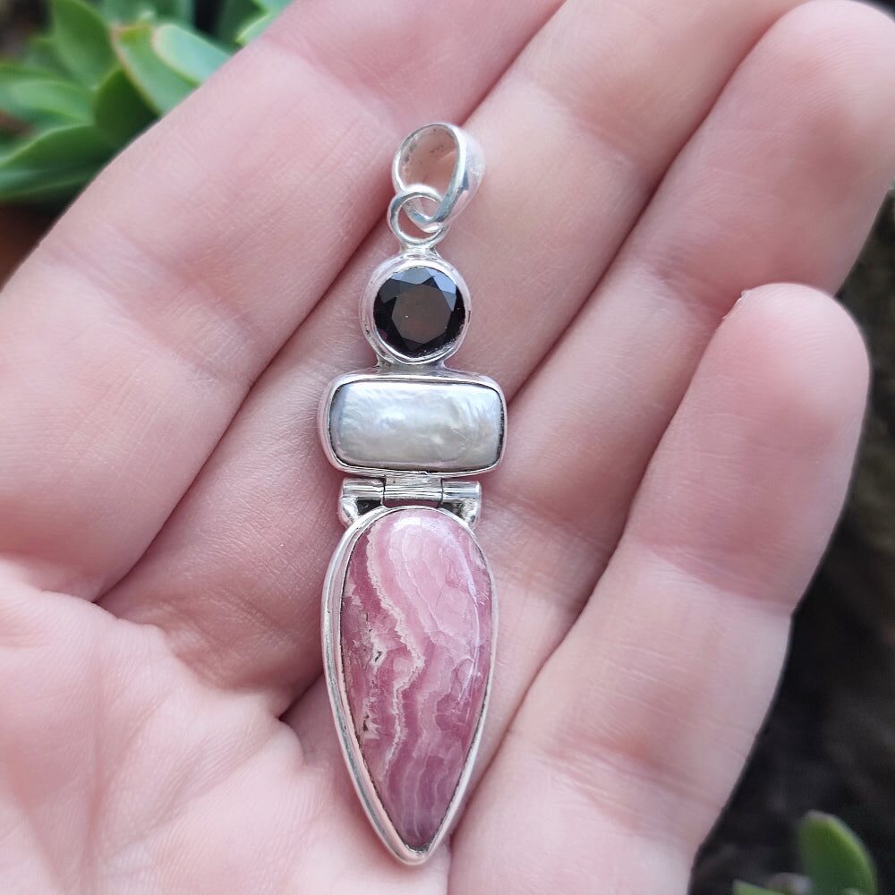 Ciondolo etnico in argento 925 con pietra - SINGHANWAS