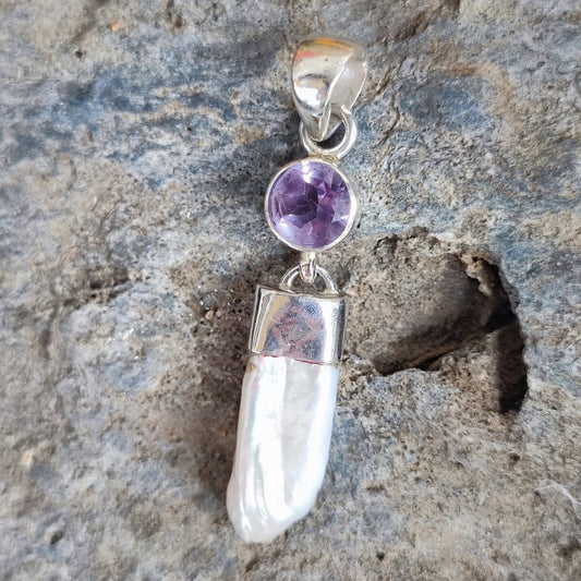 Ciondolo etnico in argento 925 con perla - KADANA