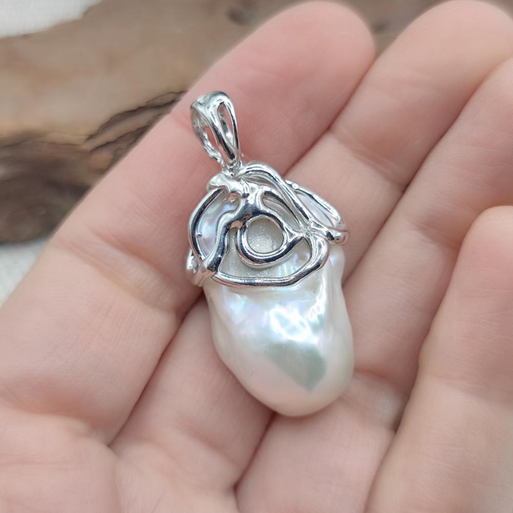 Ciondolo artigianale in argento 925 perla - RAMACHANDRA