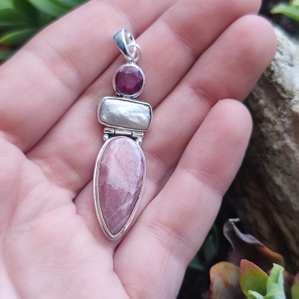 Ciondolo etnico in argento 925 con pietra - SHIVPURI