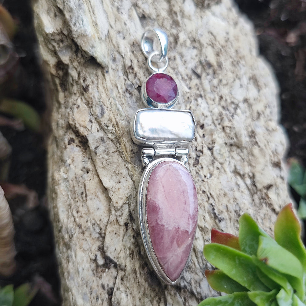 Ciondolo etnico in argento 925 con pietra - SHIVPURI