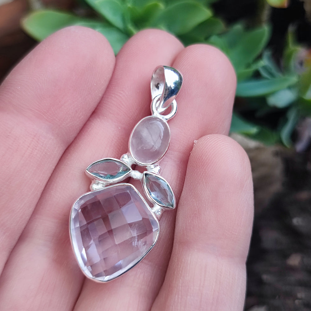 Ciondolo etnico in argento 925 con pietra - TELHARA