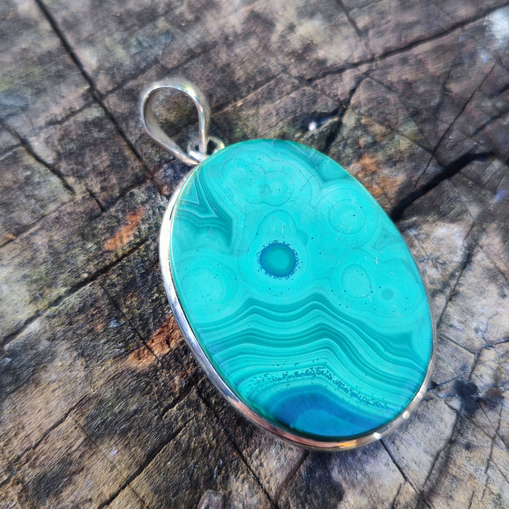 Ciondolo etnico in argento 925 con pietra - AMRAVATI