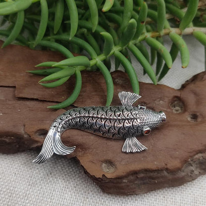 Ciondolo carpa KOI in argento 925 con pietra - BATALANA