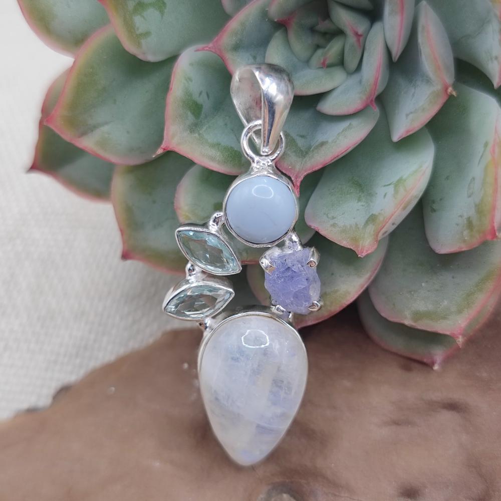 Ciondolo in argento 925 pietra di luna - RAJAHMUNDRY