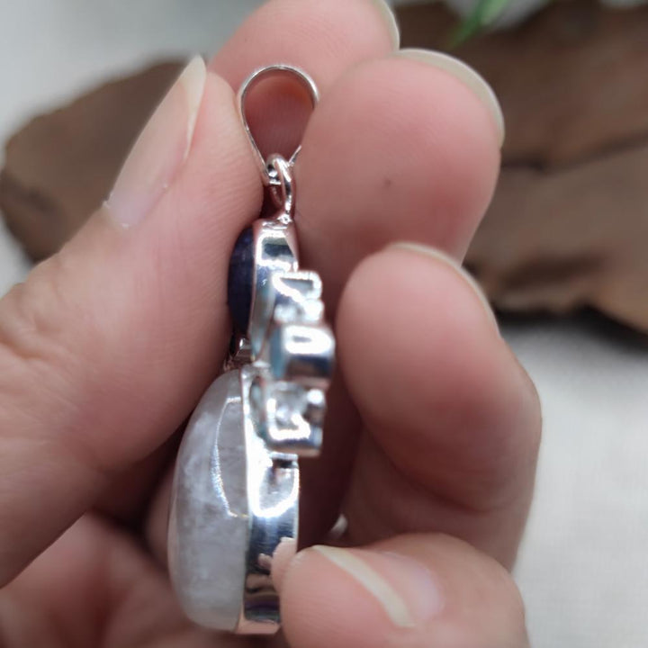 Ciondolo etnico in argento 925 con pietra - JALDAGA