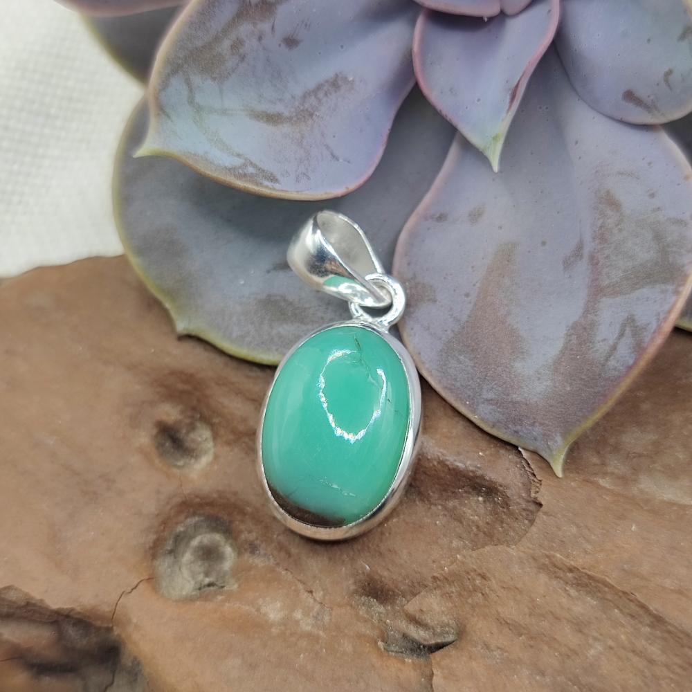 Ciondolo CRISOPRASIO Cabouchon in argento 925 - JARI