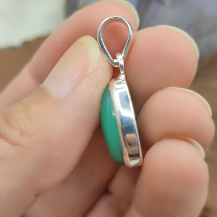 Ciondolo CRISOPRASIO Cabouchon in argento 925 - JARI