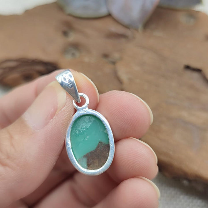 Ciondolo CRISOPRASIO Cabouchon in argento 925 - JARI