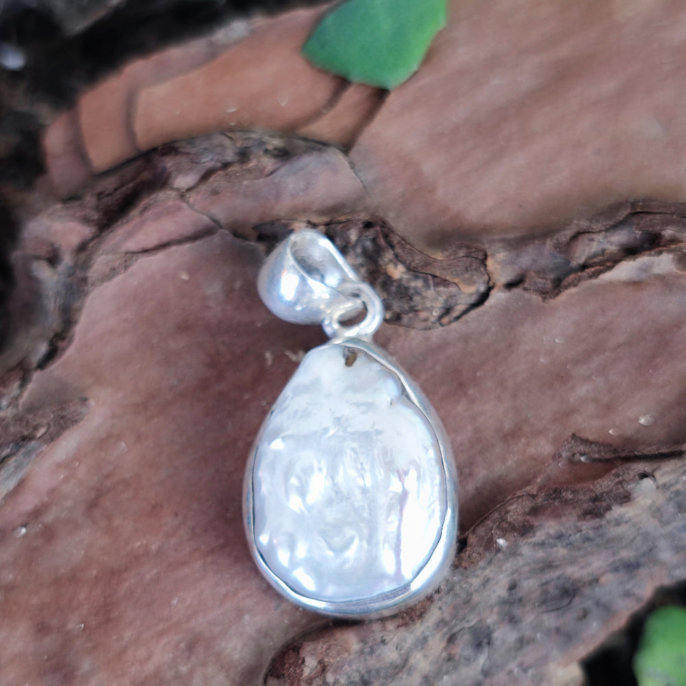 Ciondolo etnico in argento 925 con perla - KOTTAYAM