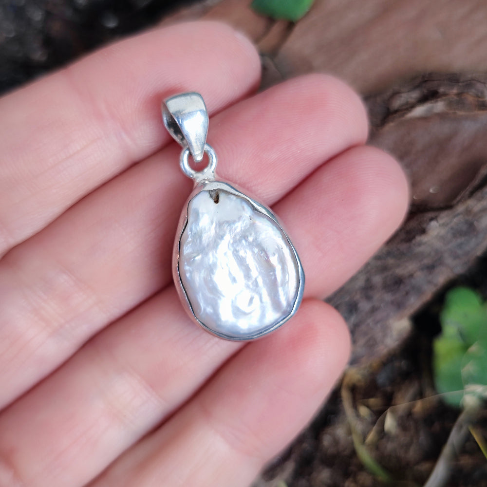 Ciondolo etnico in argento 925 con perla - KOTTAYAM