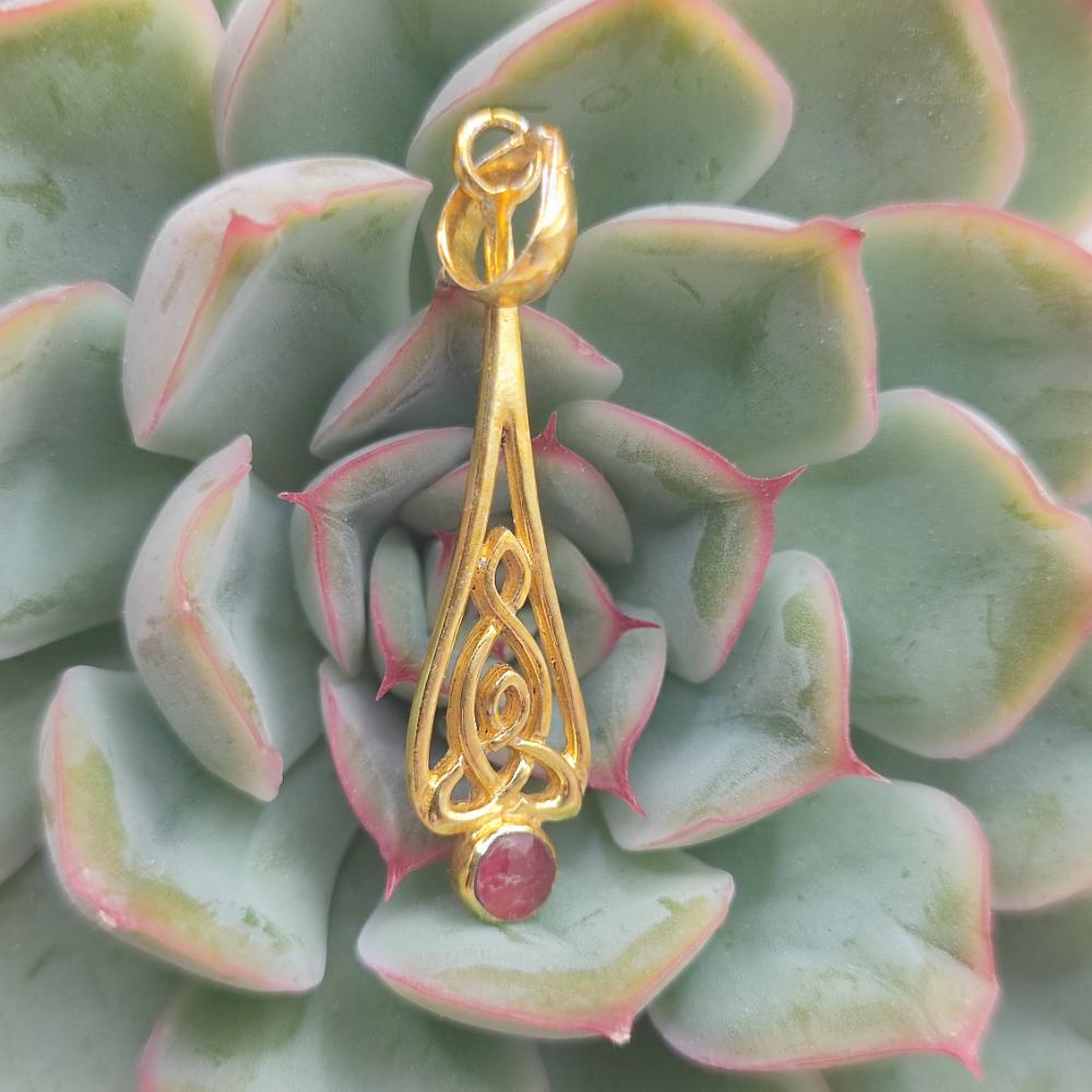 Ciondolo in argento 925 dorato con pietra - MULTAN