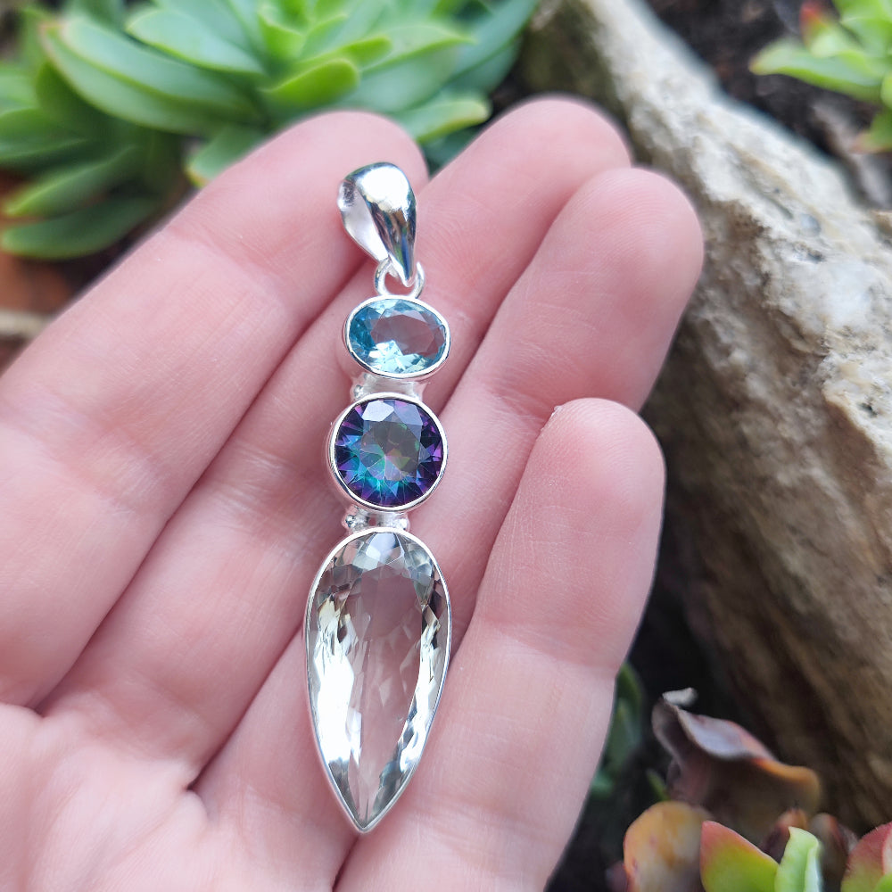 Ciondolo etnico in argento 925 con pietra - PALSODA