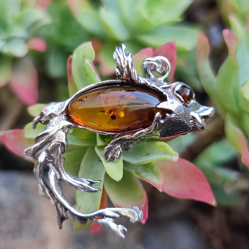 Ciondolo in argento 925 con pietra e pesce - KATOL