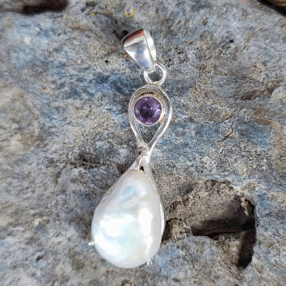 Ciondolo etnico in argento 925 con perla - RELLAVADA