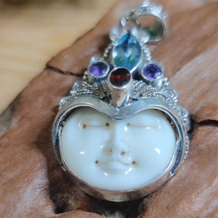 Ciondolo etnico in argento 925 con pietre - SANDESH