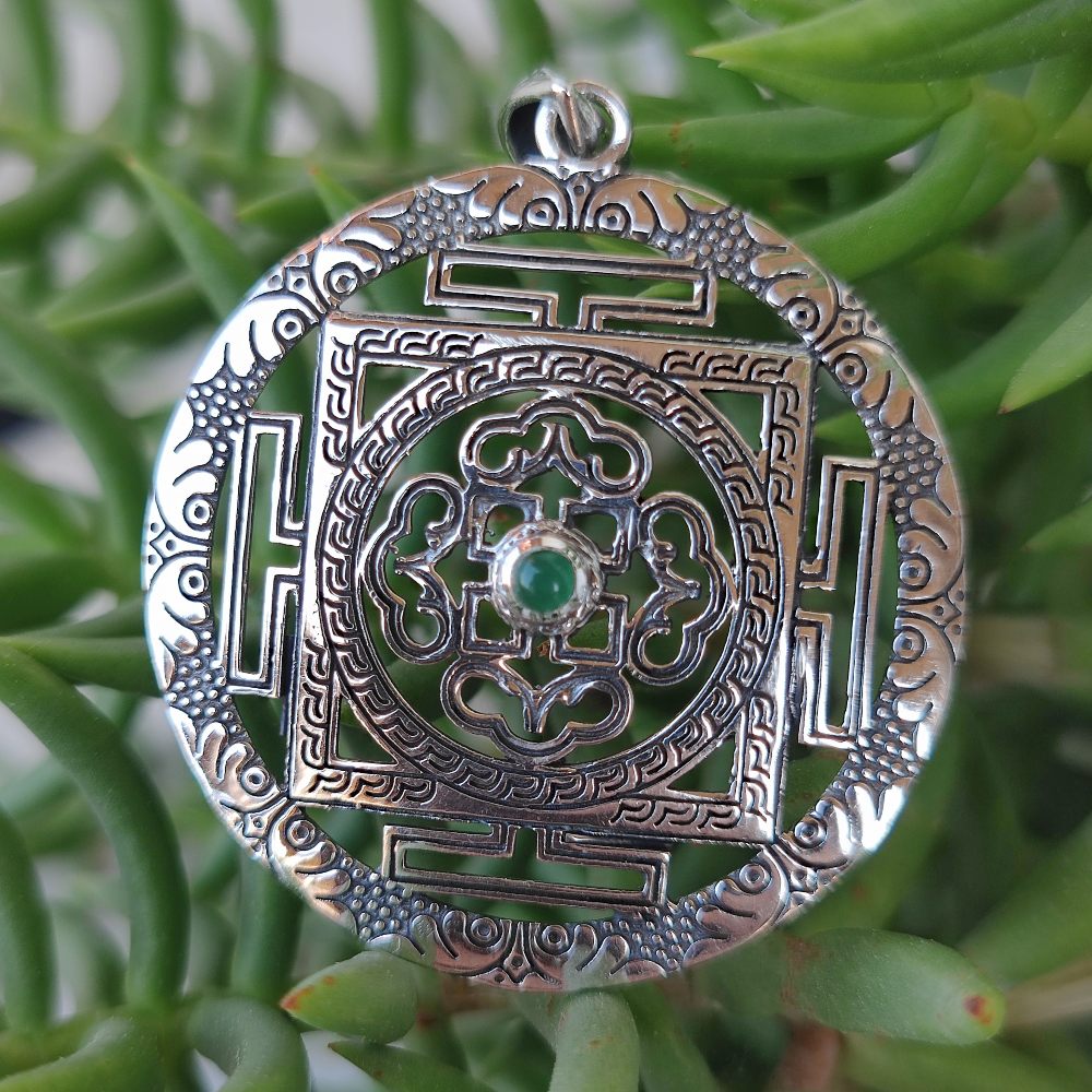 Ciondolo etnico in argento 925 con pietra - SONAKAIA