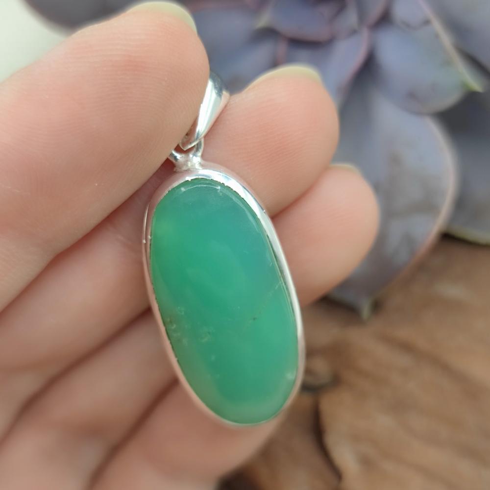 Ciondolo CRISOPRASIO Cabouchon in argento 925 - SONKYARI