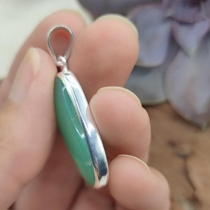 Ciondolo CRISOPRASIO Cabouchon in argento 925 - SONKYARI