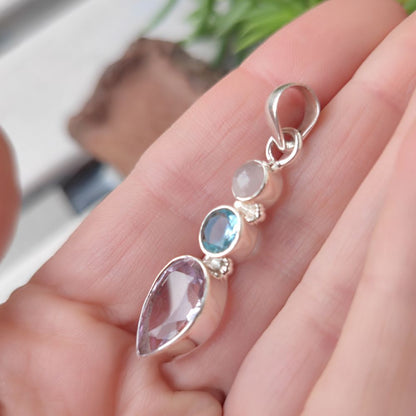 Ciondolo etnico in argento 925 con pietra - SURUDA