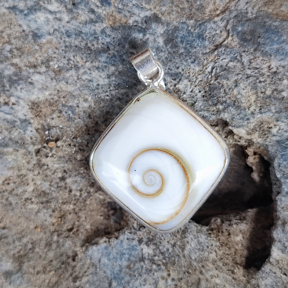 Ciondolo In Argento Sterling 925 Con Pietra Ovale Naturale 6 Carati - Gioiello Indiano Fatto A Mano